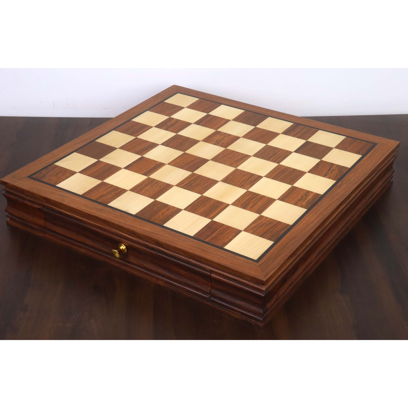 20” Legacy Golden Rosewood Luxury Chess Board with Velvet Storage Drawers