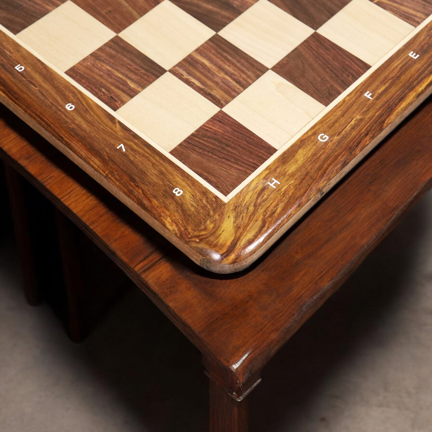 19" Golden Rosewood & Maple Solid Inlaid Wood Chess board - Algebraic Notations