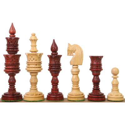 4.7" Hand Carved Lotus Series Chess Set - Chess Pieces Only in Weighted Bud Rosewood