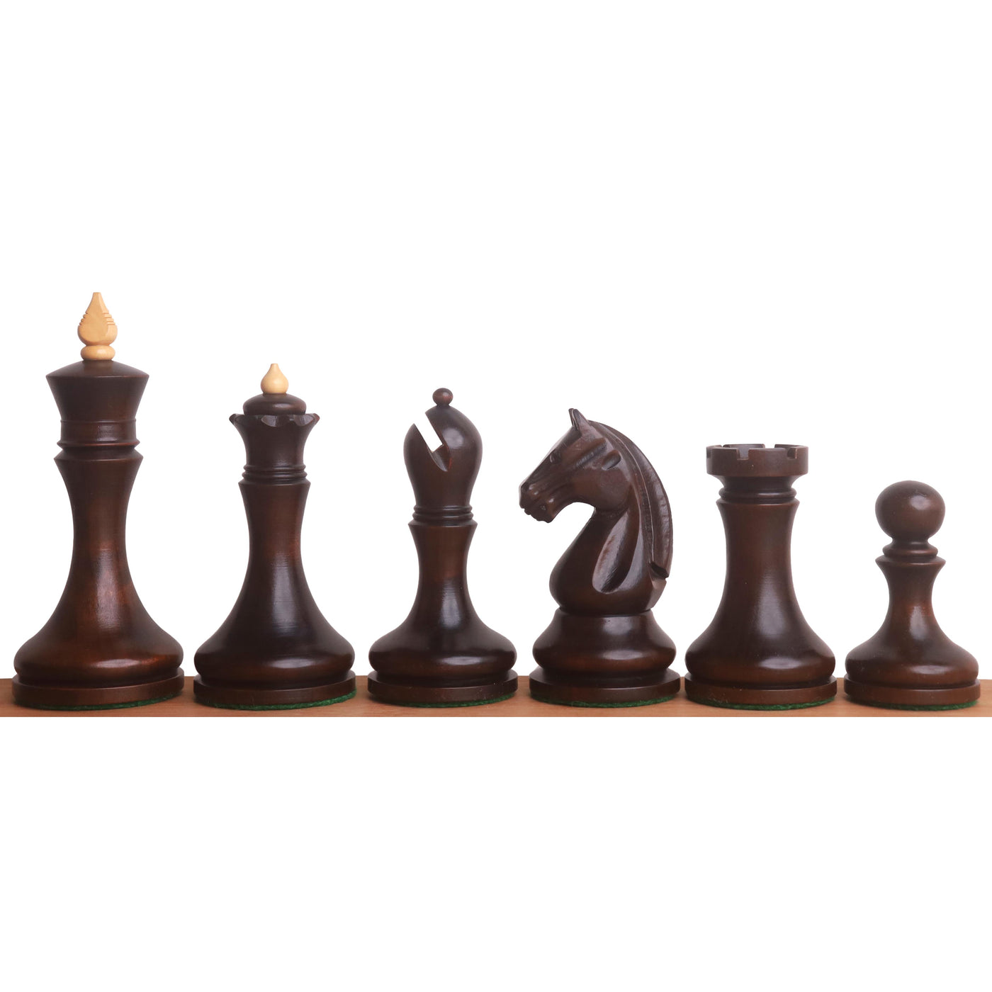 3.8" Candidates Series Minimalist Chess Set- Chess Pieces Only- Boxwood & Ebonised Boxwood