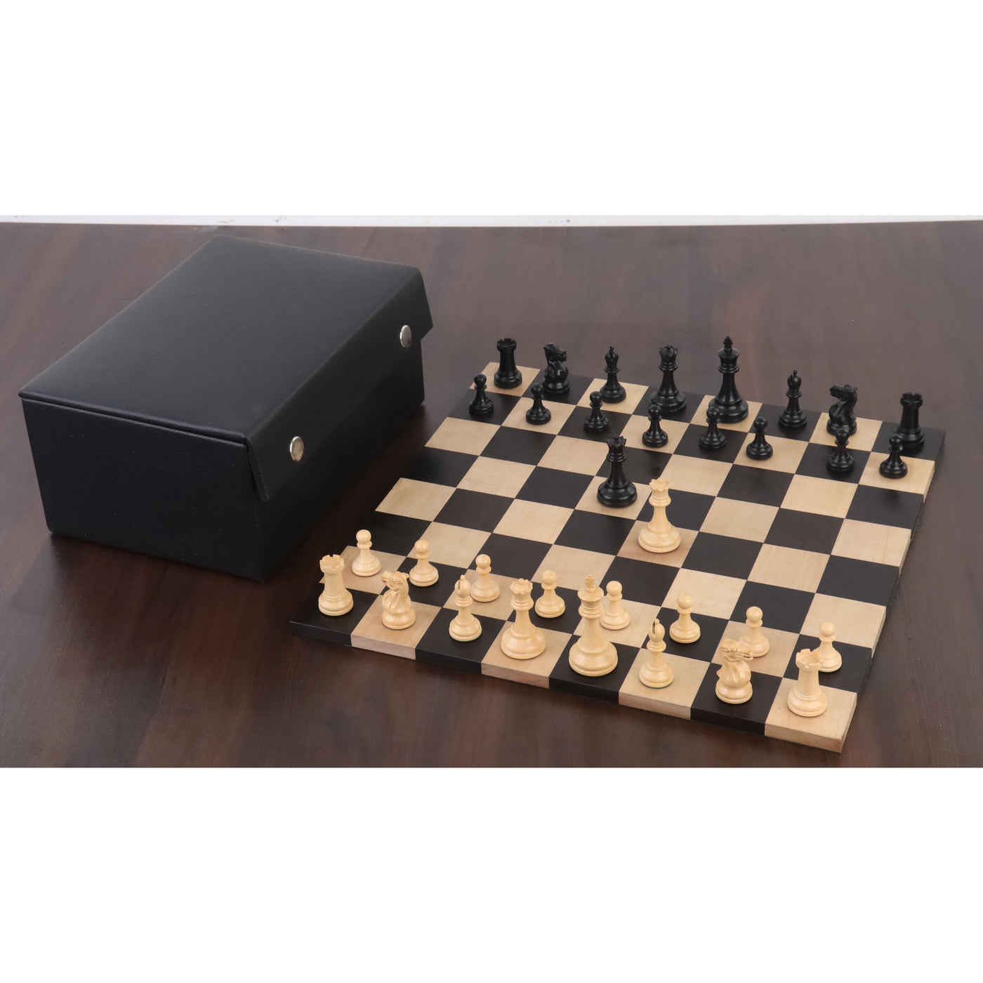 2.4" Pro Staunton Weighted Wooden Chess Set - Chess Pieces Only - Ebonised Boxwood