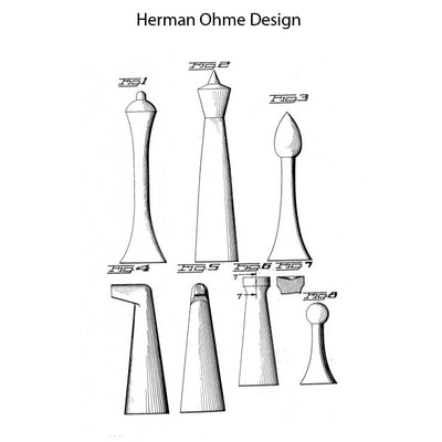 Combo of 3.6" Herman Ohme Minimalist Chess Set - Pieces in Weighted Golden Rosewood with Board & Box