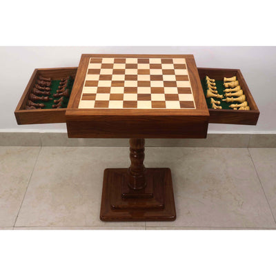 20" Monarch Series Chess Board Table with 3.6" Professional Staunton Chess Pieces - Golden Rosewood