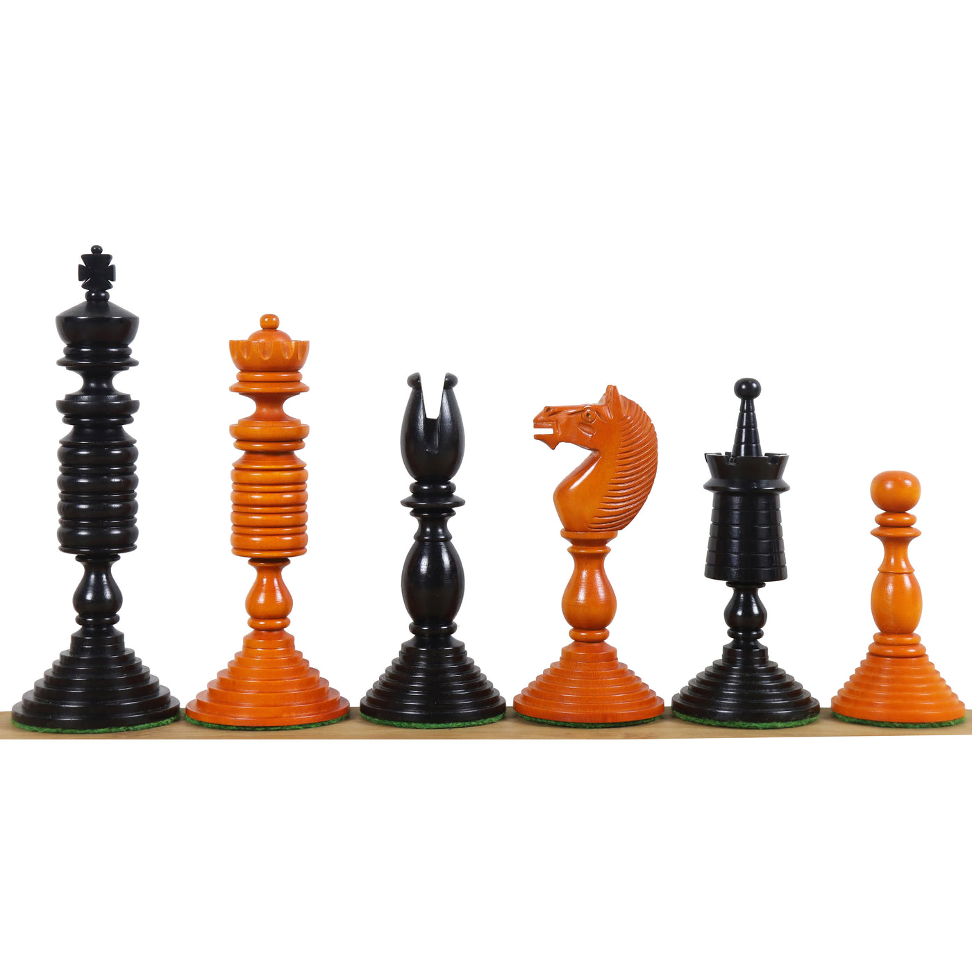 4.7" Pre-Staunton Chess Set - Chess Pieces Only-Double Weighted Ebony & Antiqued Boxwood