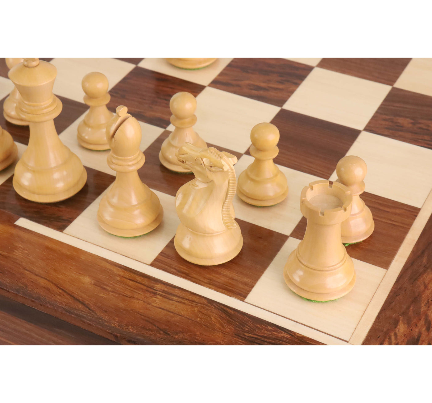 20" Wooden Chess Board Table with Staunton Chess Pieces - Golden Rosewood & Maple