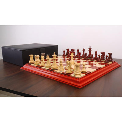 Combo of 1849 Jacques Cook Staunton Chess Pieces - Bud Rosewood with 21" Board and Storage Box