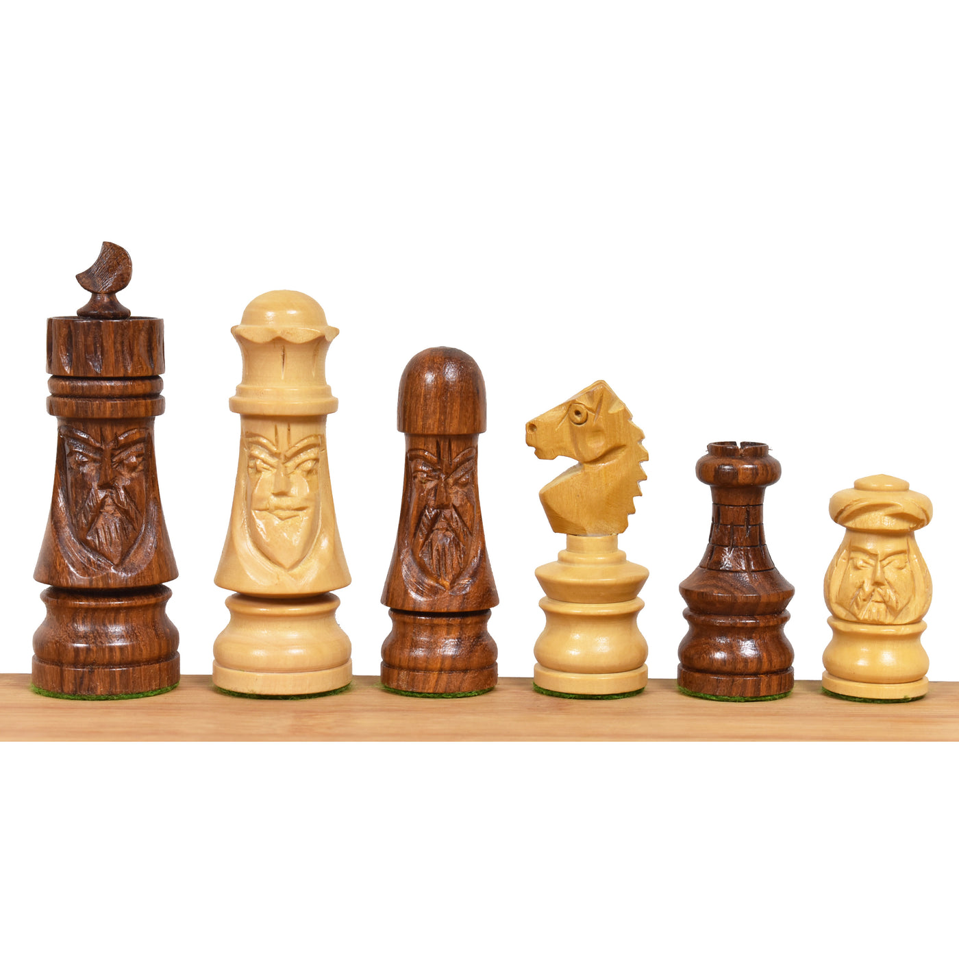 Slightly Imperfect 3.5" Crescent Mannequin Hand Carved Chess Set- Chess Pieces Only - Golden Rosewood