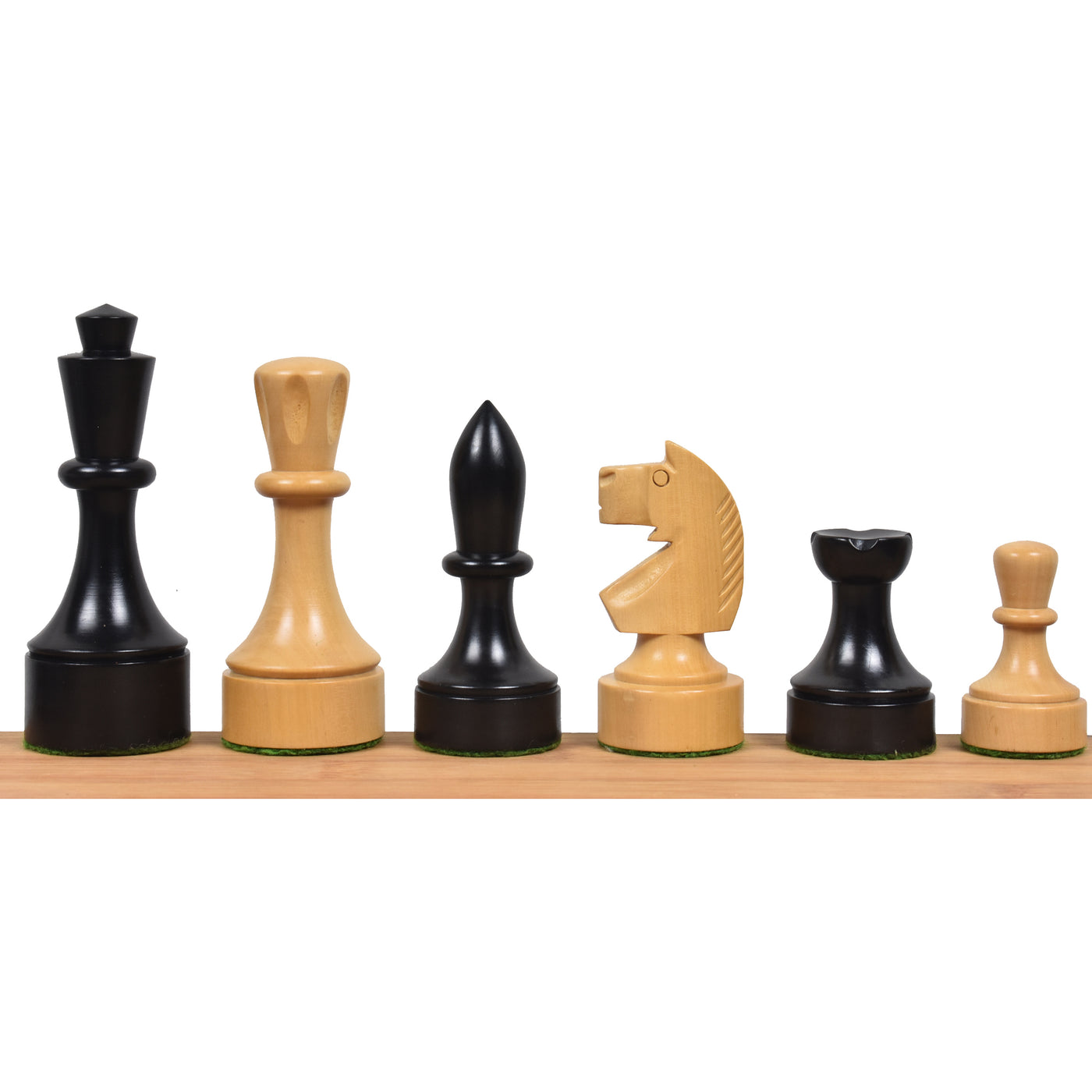 Bundesform German Staunton Alternative Chess Set - Chess Pieces Only- Ebonised Boxwood - 3.8"