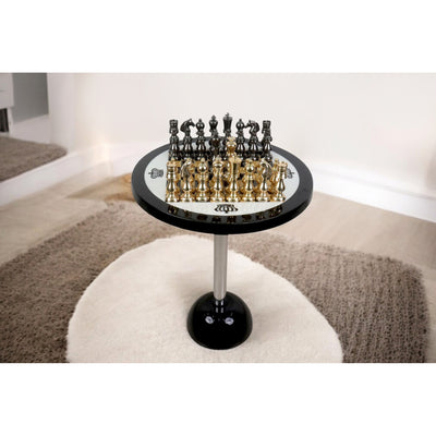 Minimalist Brass Metal Luxury Chess Pieces, Board and Table Set - 21" tall