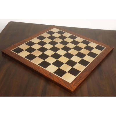 21" Large Ebony & Maple Wood Chessboard 55 mm Square - Golden Rosewood borders