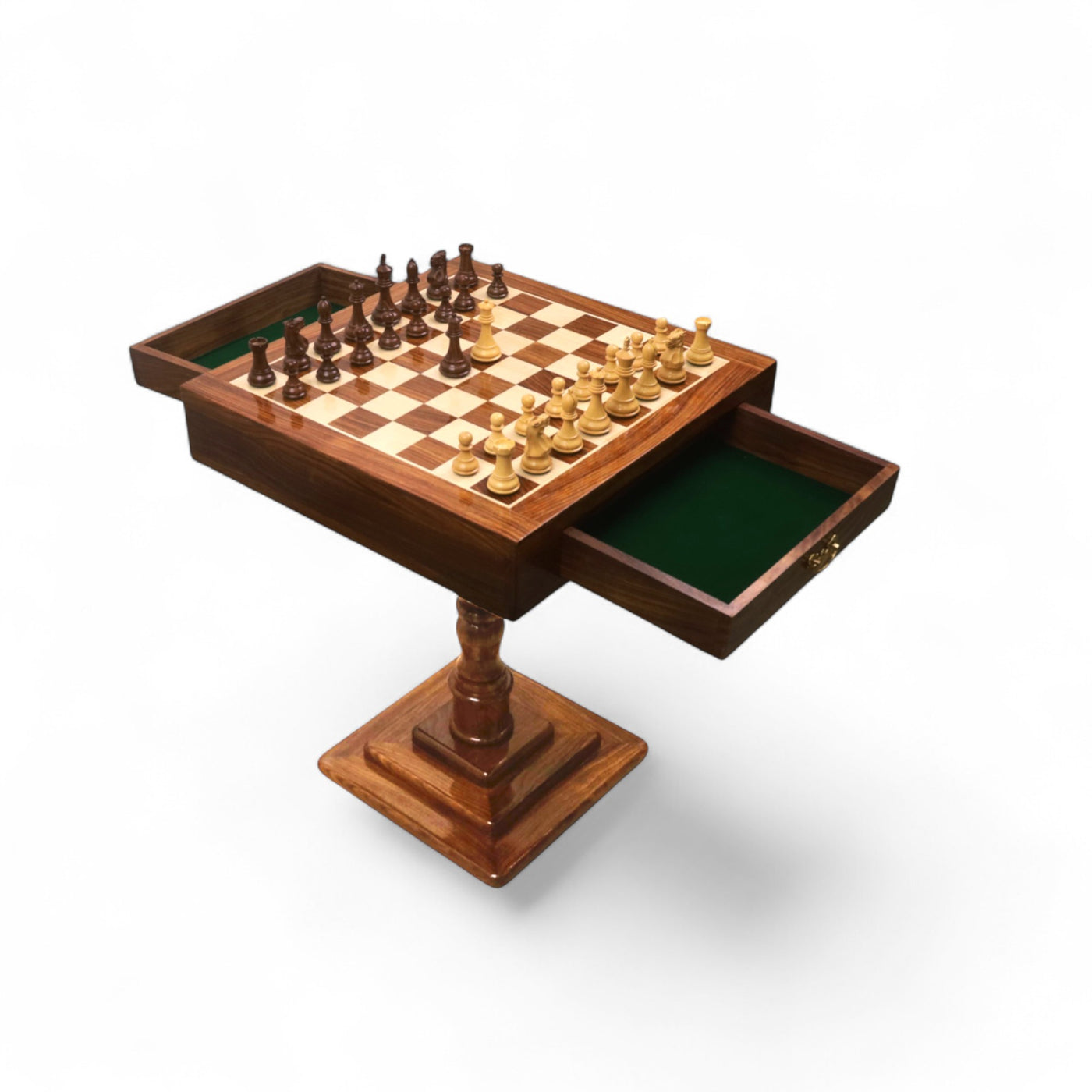 20" Monarch Series Chess Board Table with 3.6" Professional Staunton Chess Pieces - Golden Rosewood