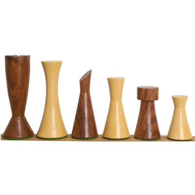 3.4" Minimalist Tower Series Weighted Chess Pieces with Borderless Hardwood End Grain Chess Board and Box - Golden Rosewood