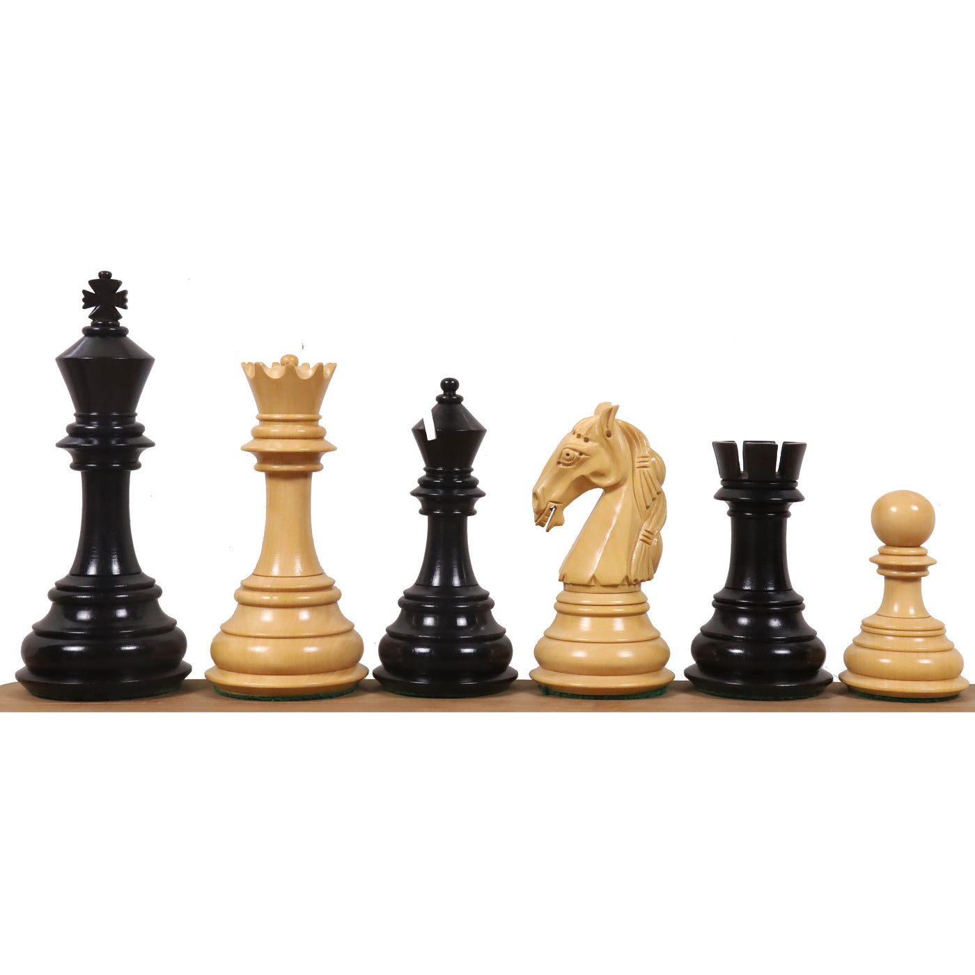 Combo of 4.6″ Rare Columbian Triple Weighted Ebony Wood Luxury Chess Pieces with 23" Printed Chessboard and Storage Box