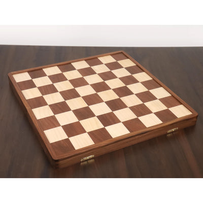 1950's Dubrovnik Chess Board Folding Style in Golden Rosewood & Maple Wood with Internal Storage - 57 mm square