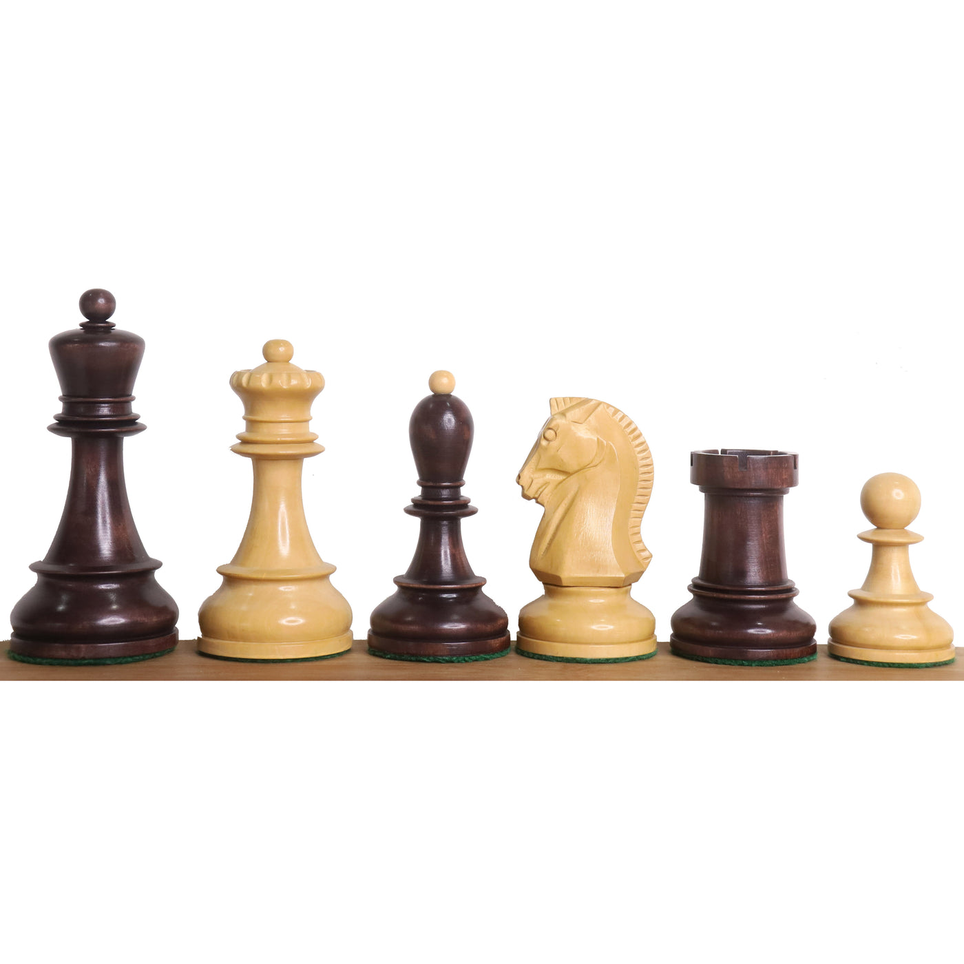 Slightly Imperfect 1950s' Fischer Dubrovnik Chess Set- Chess Pieces Only - Unweighted Base - Mahogany Stained Boxwood