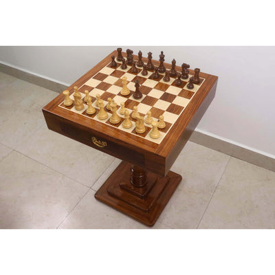 20" Monarch Series Chess Board Table with 3.6" Professional Staunton Chess Pieces - Golden Rosewood