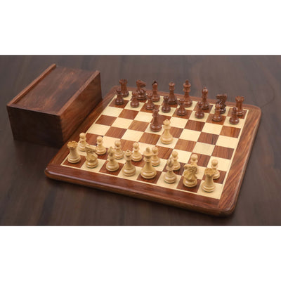 3.2" Laughing Knight Staunton Chess Set- Chess Pieces Only - Weighted Golden Rosewood