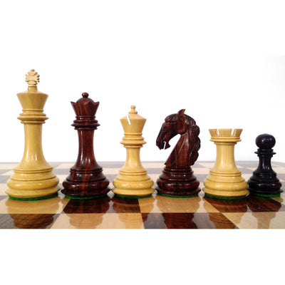 Slightly Imperfect 3.9" Unique Old Columbian Weighted Chess Set- Chess Pieces Only - Rosewood & Boxwood