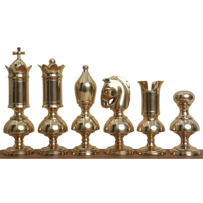 6” Giant Victorian Series Brass Metal Luxury Chess Set - Pieces Only - Metallic Gold & Grey