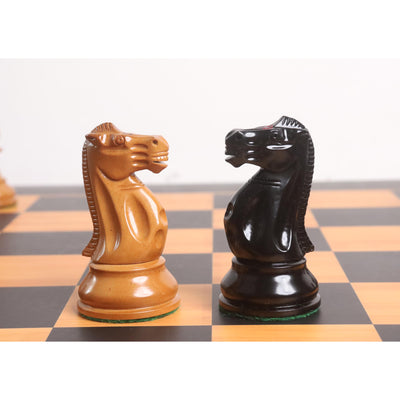 3.9" Lessing Staunton Chess Set - Pieces only - Natural Ebony Wood & Antiqued Lacquered Boxwood