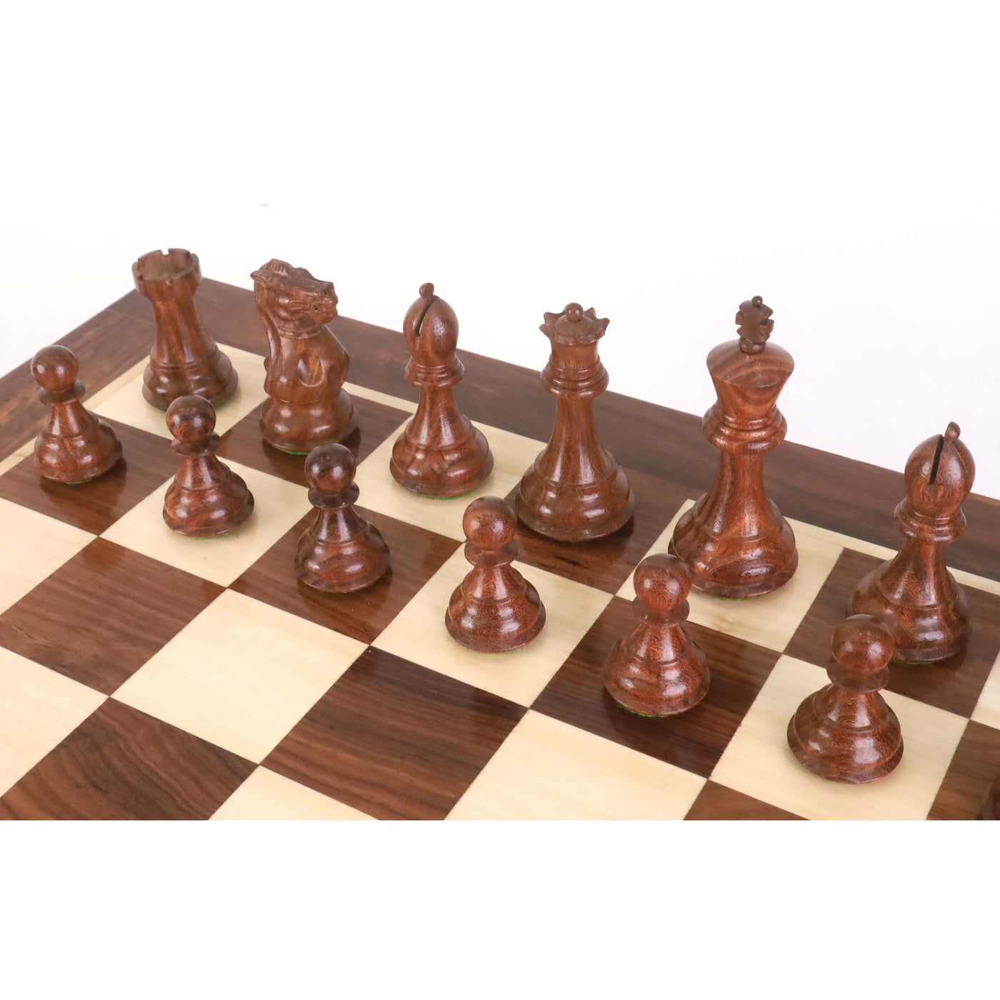 20" Wooden Chess Board Table with Staunton Chess Pieces - Golden Rosewood & Maple