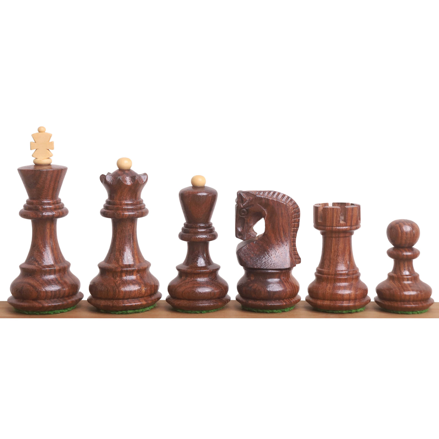 3.1" Russian Zagreb Minimalist Chessnut Air Sensor Compatible Set- Chess Pieces Only - Golden Rosewood & Boxwood