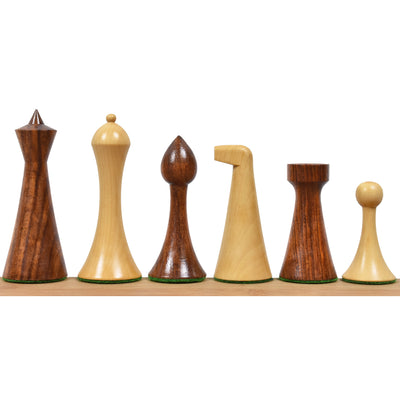 Combo of 3.6" Herman Ohme Minimalist Chess Set - Pieces in Weighted Golden Rosewood with Board & Box