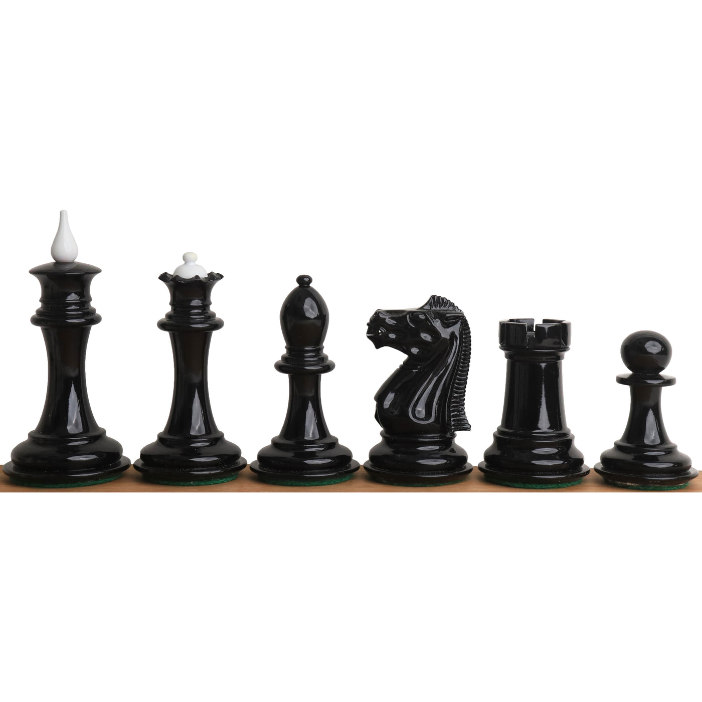 1940s' Soviet Reproduced Chess Set - Chess Pieces Only - Black and White Lacquer Boxwood