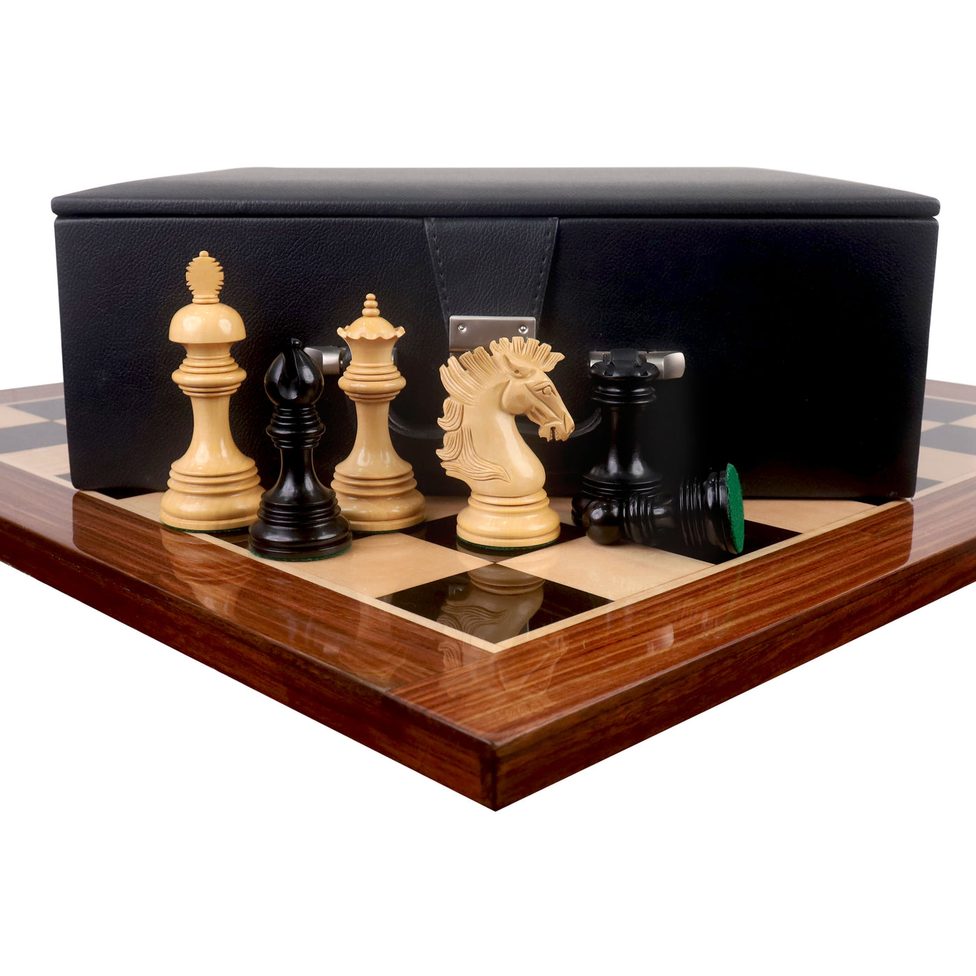 Combo of Alexandria Luxury Staunton Triple Weighted Chess set - Pieces in Ebony Wood with 23inches Chessboard and Storage Box