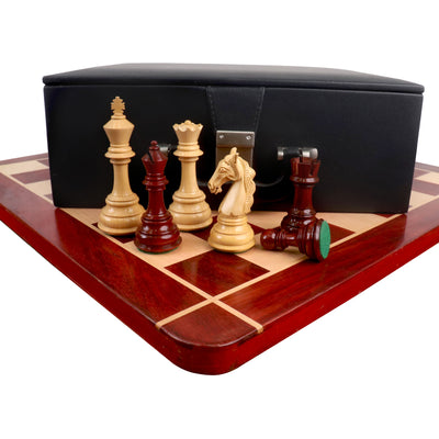 Combo of 4.6" Rare Columbian Luxury Chess Set - Pieces in Bud Rosewood with Board and Box