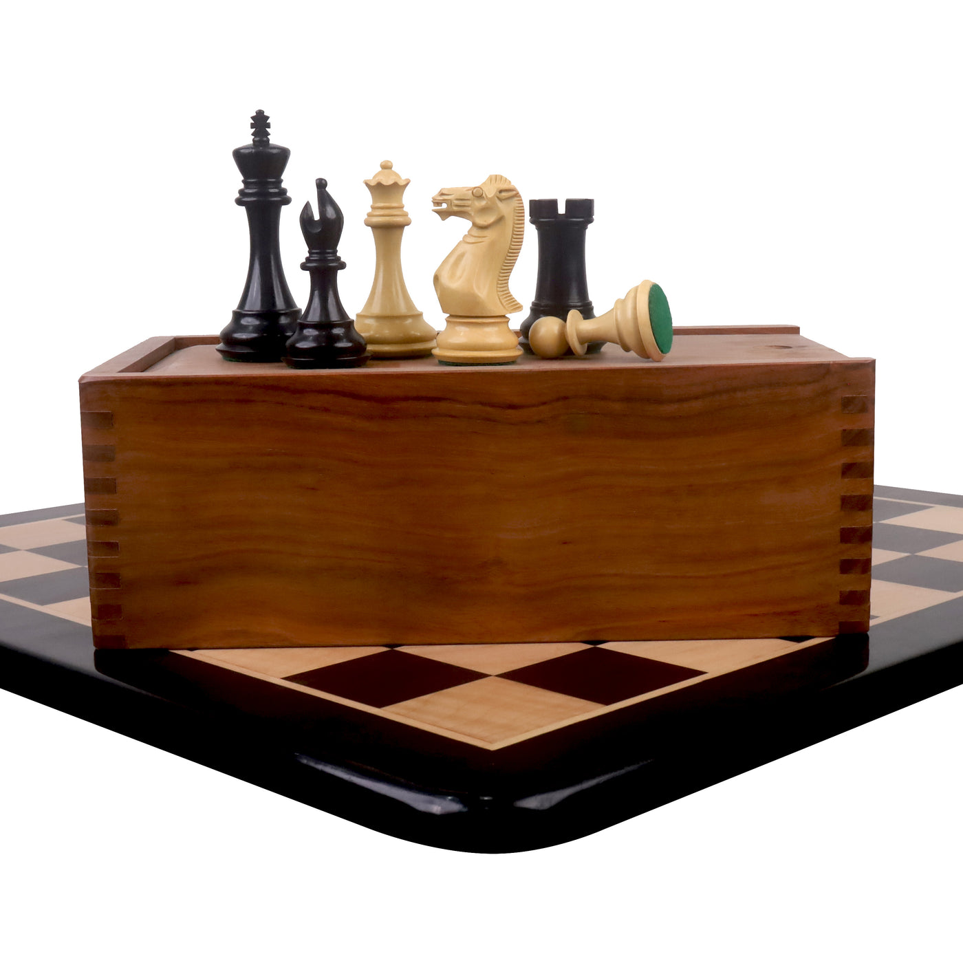 Combo of Sleek Staunton Luxury Chess Set - Pieces in Ebony Wood with Board and Box