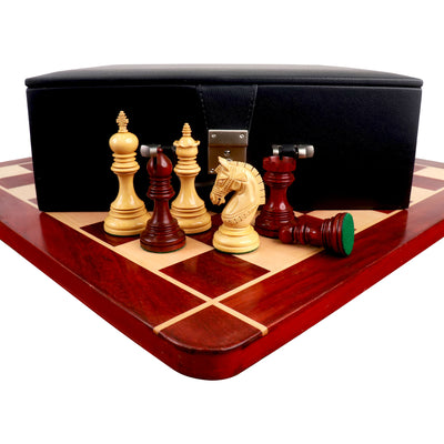 Combo of 4.1" Stallion Staunton Luxury Chess Set - Pieces in Bud Rose Wood with Board and Box