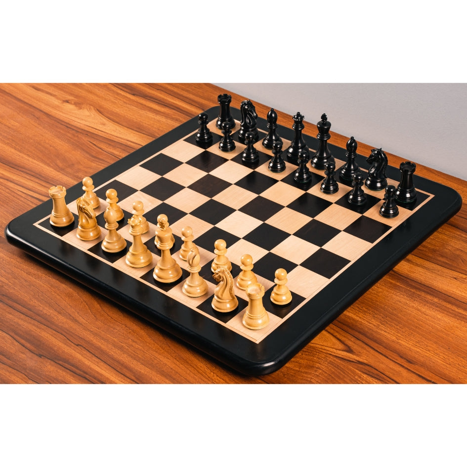 Timeless 21" Ebony & Maple Chessboard with 3.9" Luxury Craftsman Staunton Pieces in Ebonised Boxwood