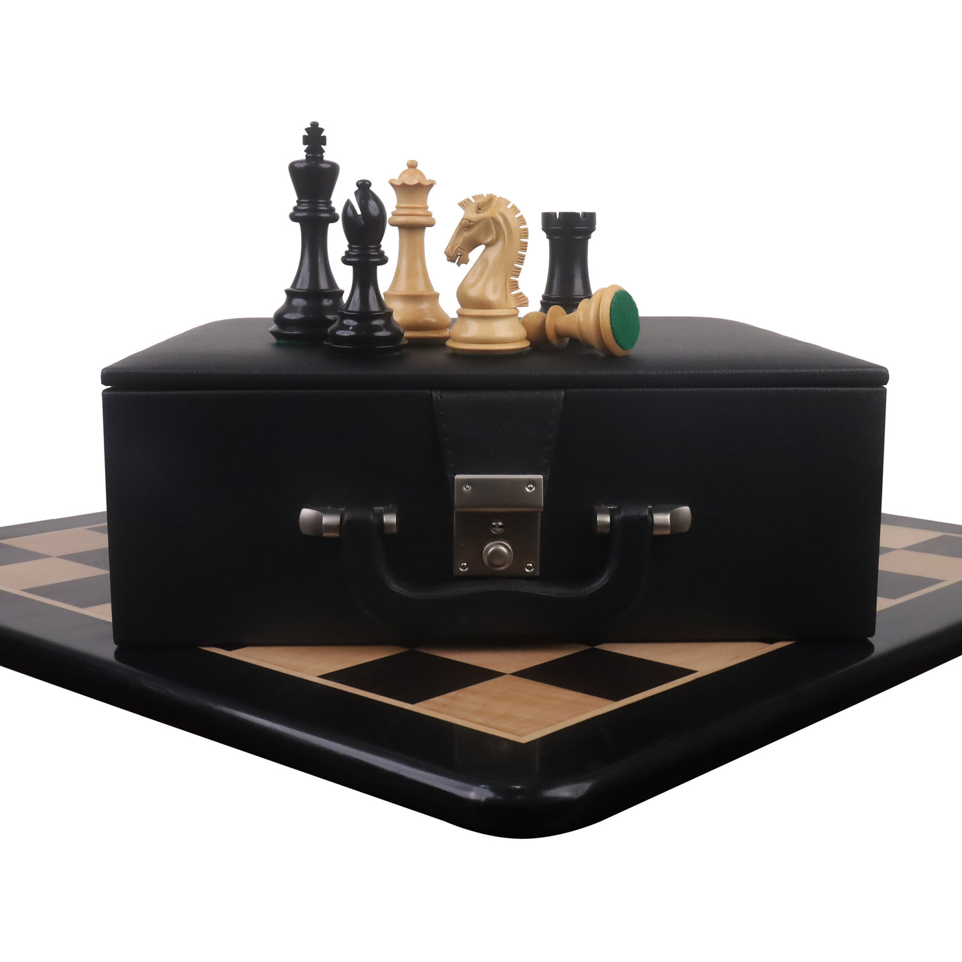 Combo of 3.9" Craftsman Series Staunton Chess Set - Pieces in Ebony Wood with Board and Box