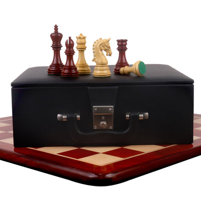 Combo of 3.8" Imperial Staunton Chess Set - Pieces in Bud Rosewood with 21" Bud Rosewood Board and Box