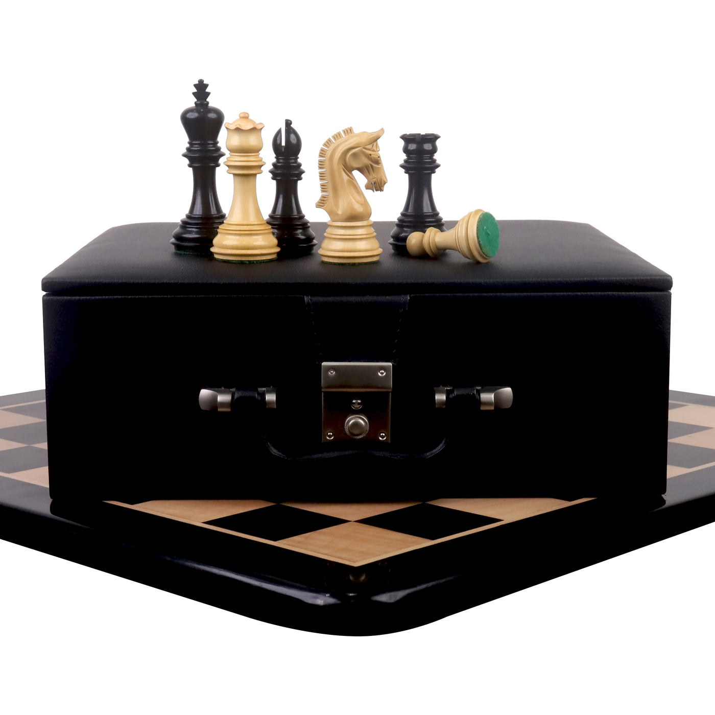 Combo of 3.8" Imperial Staunton Luxury Chess Set - Pieces in Ebony Wood with 21" Ebony Board and Box