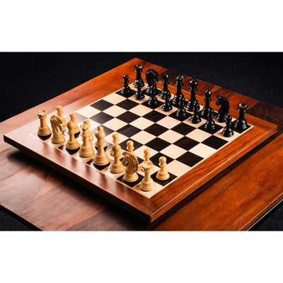 Exquisite 23" Ebony & Maple Chessboard with 4.6" Mogul Staunton Luxury Pieces in Ebony Wood