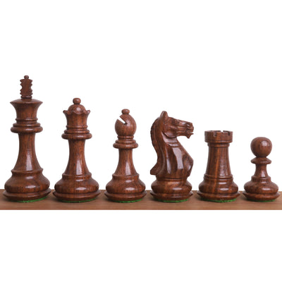 Combo of 3.5" Fierce Knight Staunton Chess Set - Pieces in Golden Rosewood with Chess Board & Storage Box