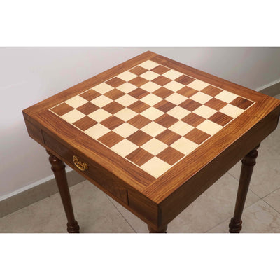 23" Tournament Chess Board Table with Drawers - 27" Height - Golden Rosewood & Maple