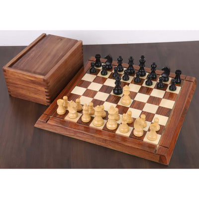 2.8" Tournament Staunton Chess Set - Chess Pieces Only - Ebonised Boxwood- Compact size