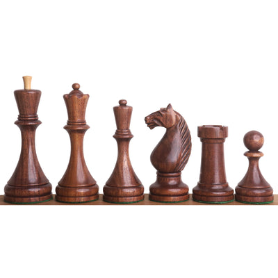 Combo of 1935 Botvinnik Flohr-II Soviet Chess Set - Pieces in Golden Rosewood with Board and Box