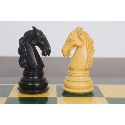Combo of 4.6″ Rare Columbian Triple Weighted Ebony Wood Luxury Chess Pieces with 23" Printed Chessboard and Storage Box