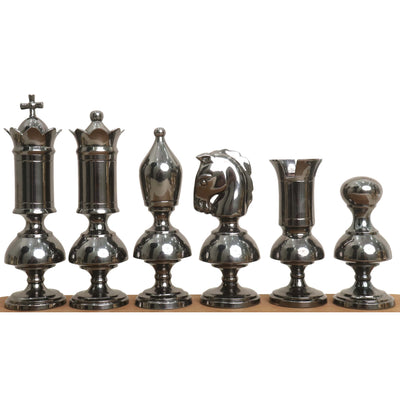 6” Giant Victorian Series Brass Metal Luxury Combo Chess Set - Pieces in Metal with 25" Ebony Wood  Chess board