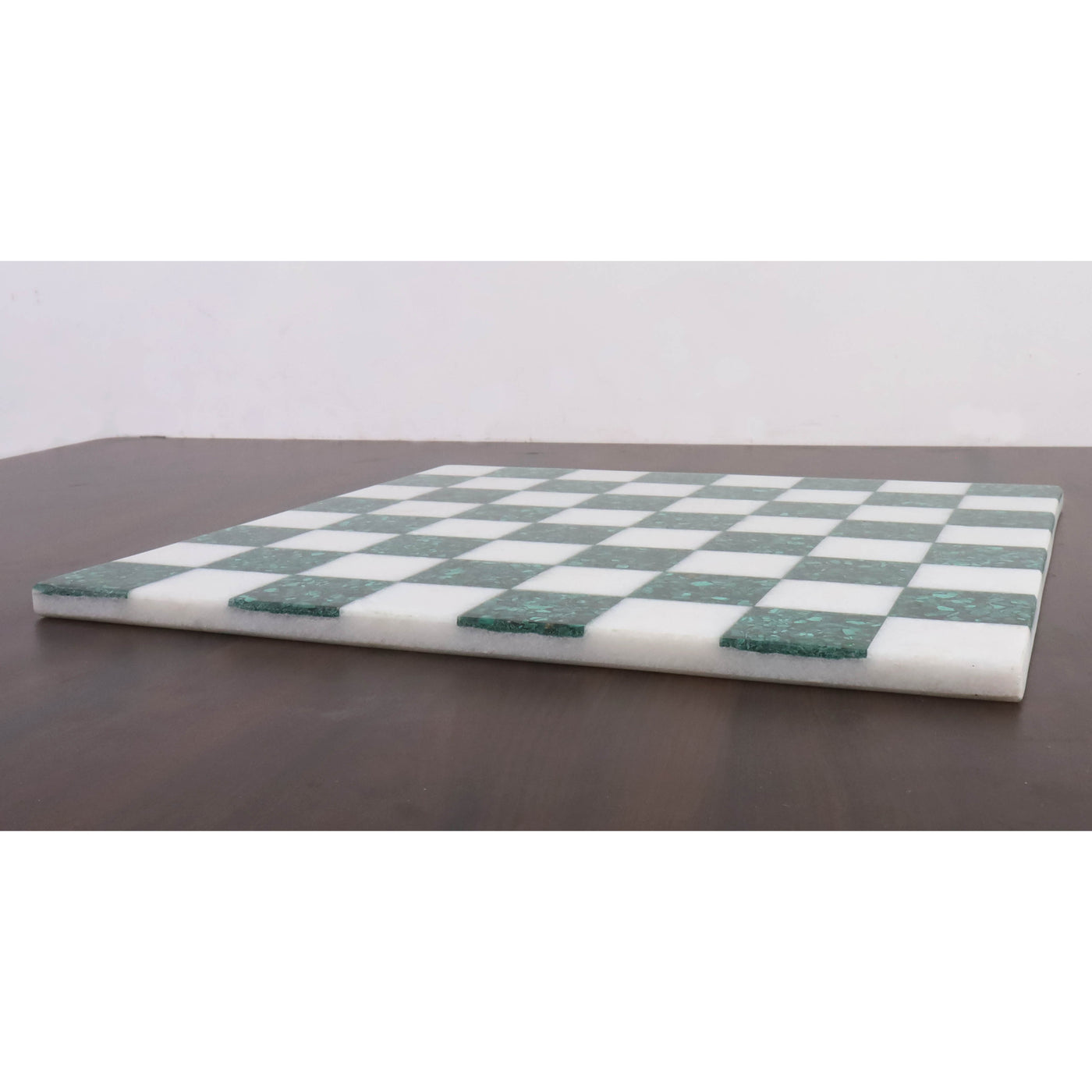 15'' Borderless Malachite Stone Luxury Chess Board - Green and White Semi Precious Stone