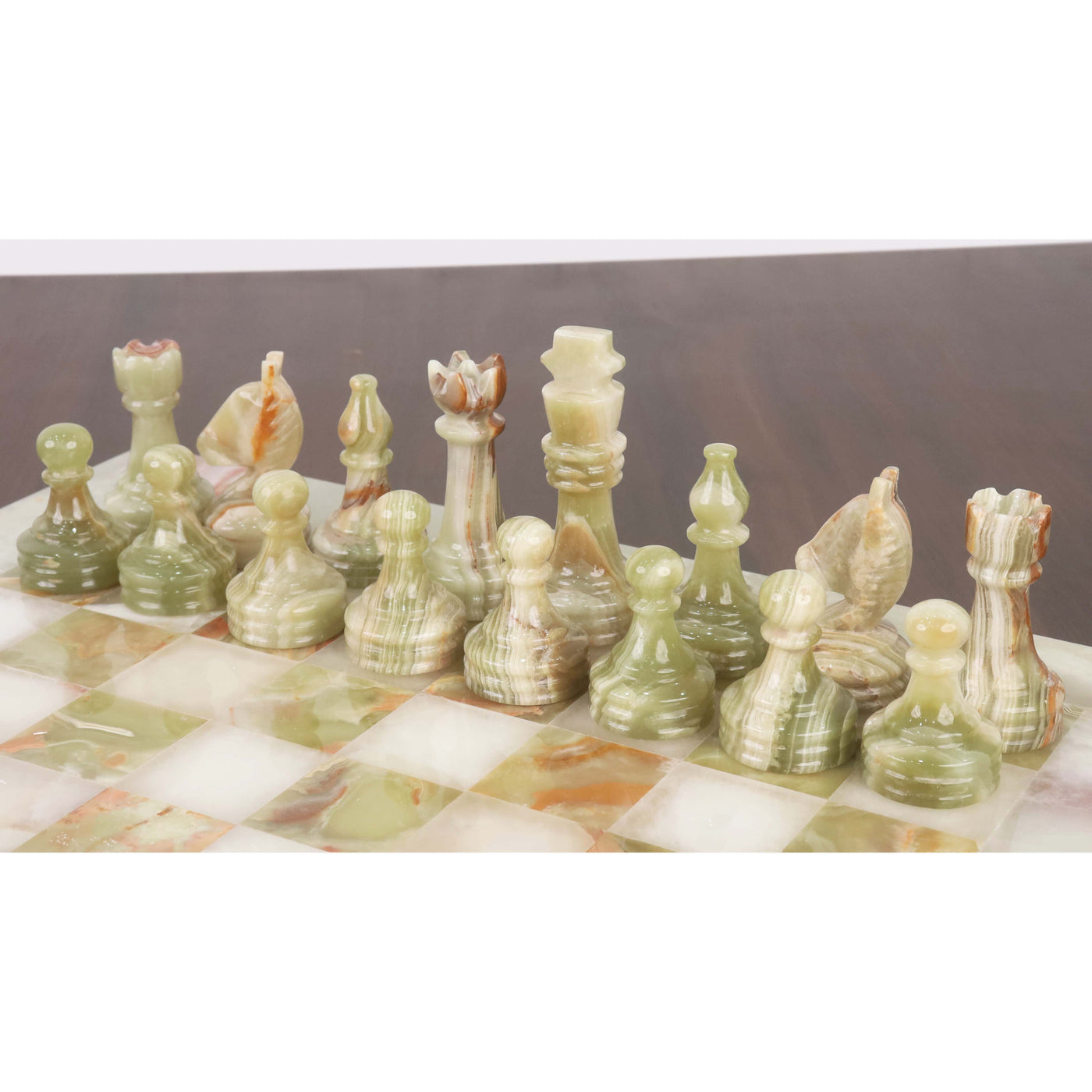 Onyx Marble & Stone Chess Pieces & Board Combo Set - 15" - Handcrafted Chess Set