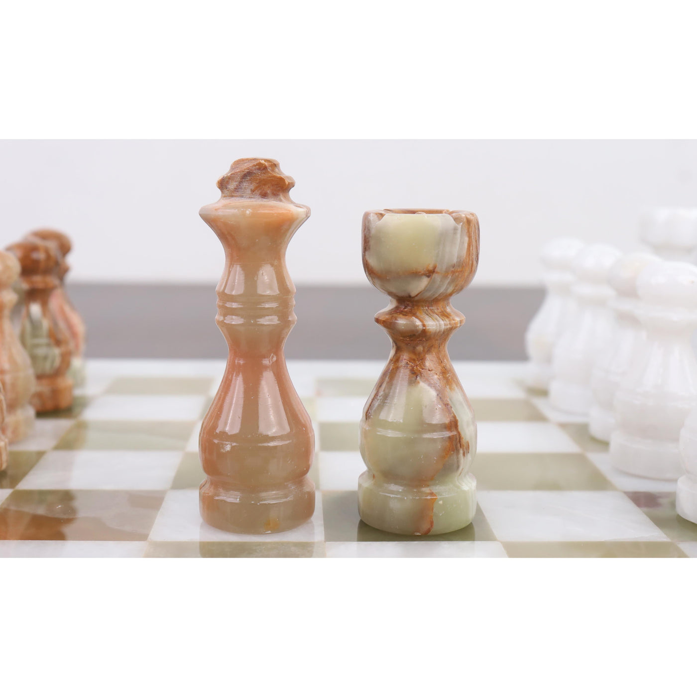 Onyx Marble & Stone Chess Pieces & Board Combo Set - 15" - Handcrafted Chess Set