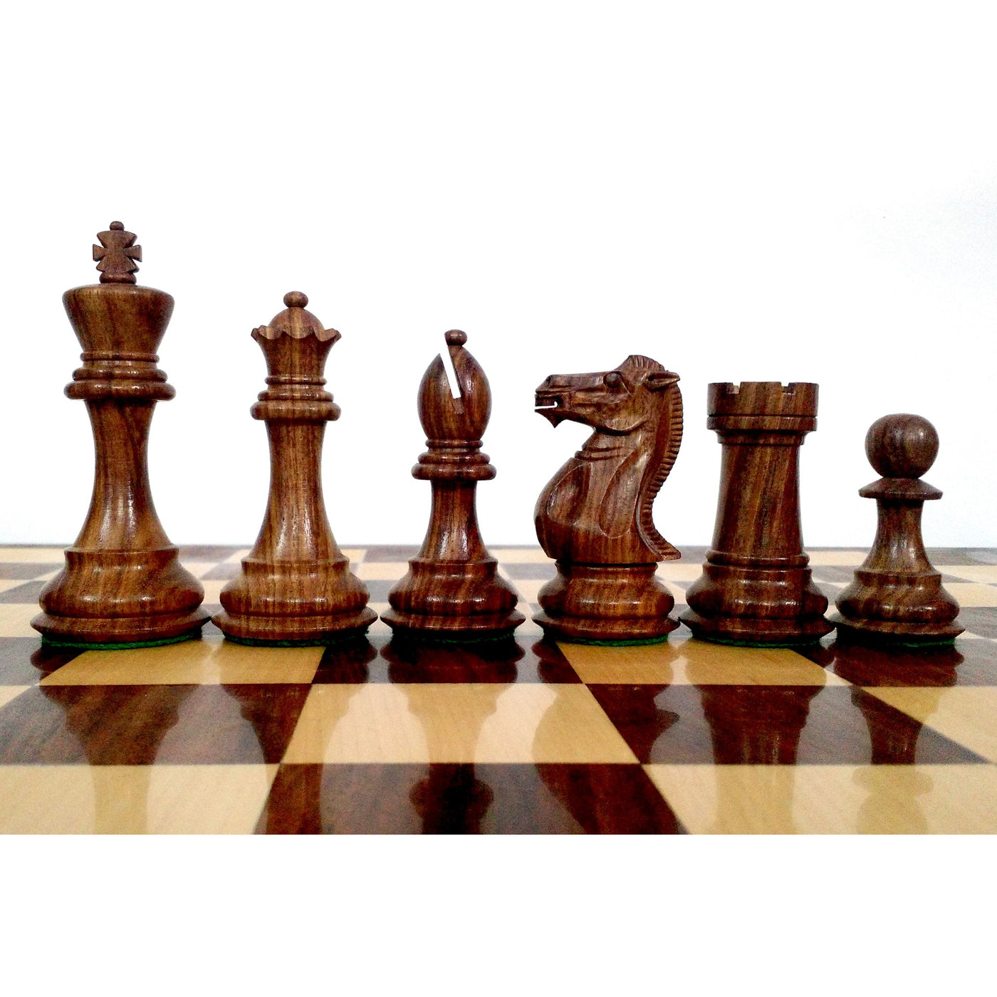 Combo of 4.1" Pro Staunton Weighted Wooden Chess Pieces in Golden Rosewood with 21" Board & Wooden Storage Box