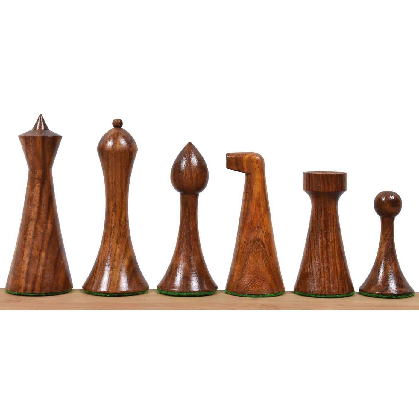 Combo of 3.6" Herman Ohme Minimalist Chess Set - Pieces in Weighted Golden Rosewood with Board & Box