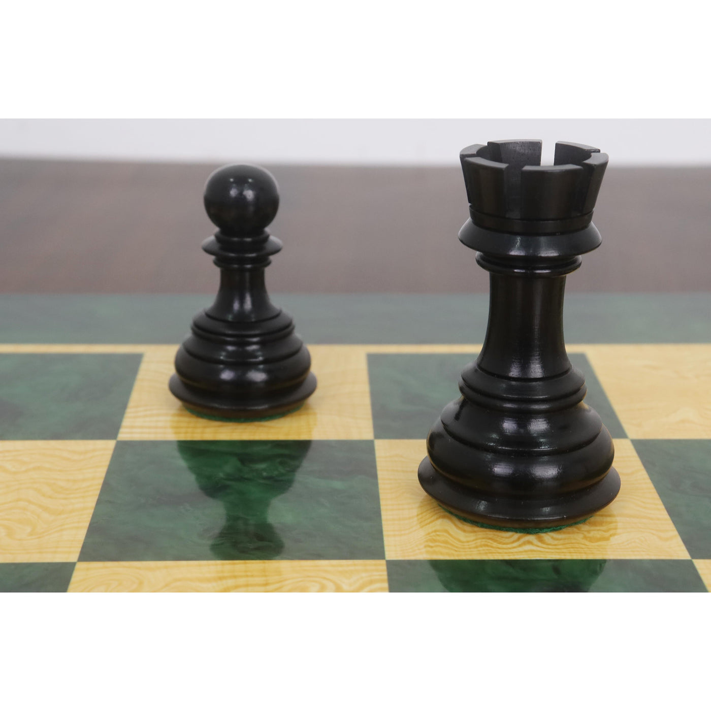 Combo of 4.6″ Rare Columbian Triple Weighted Ebony Wood Luxury Chess Pieces with 23" Printed Chessboard and Storage Box