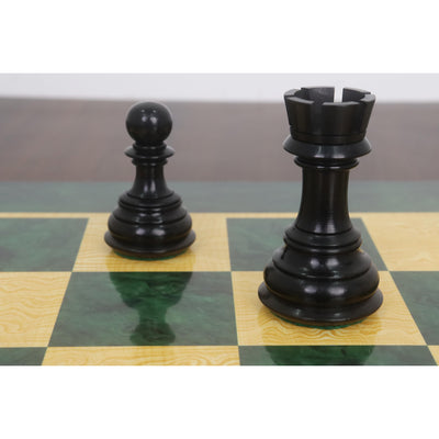 Combo of 4.6″ Rare Columbian Triple Weighted Ebony Wood Luxury Chess Pieces with 23" Printed Chessboard and Storage Box